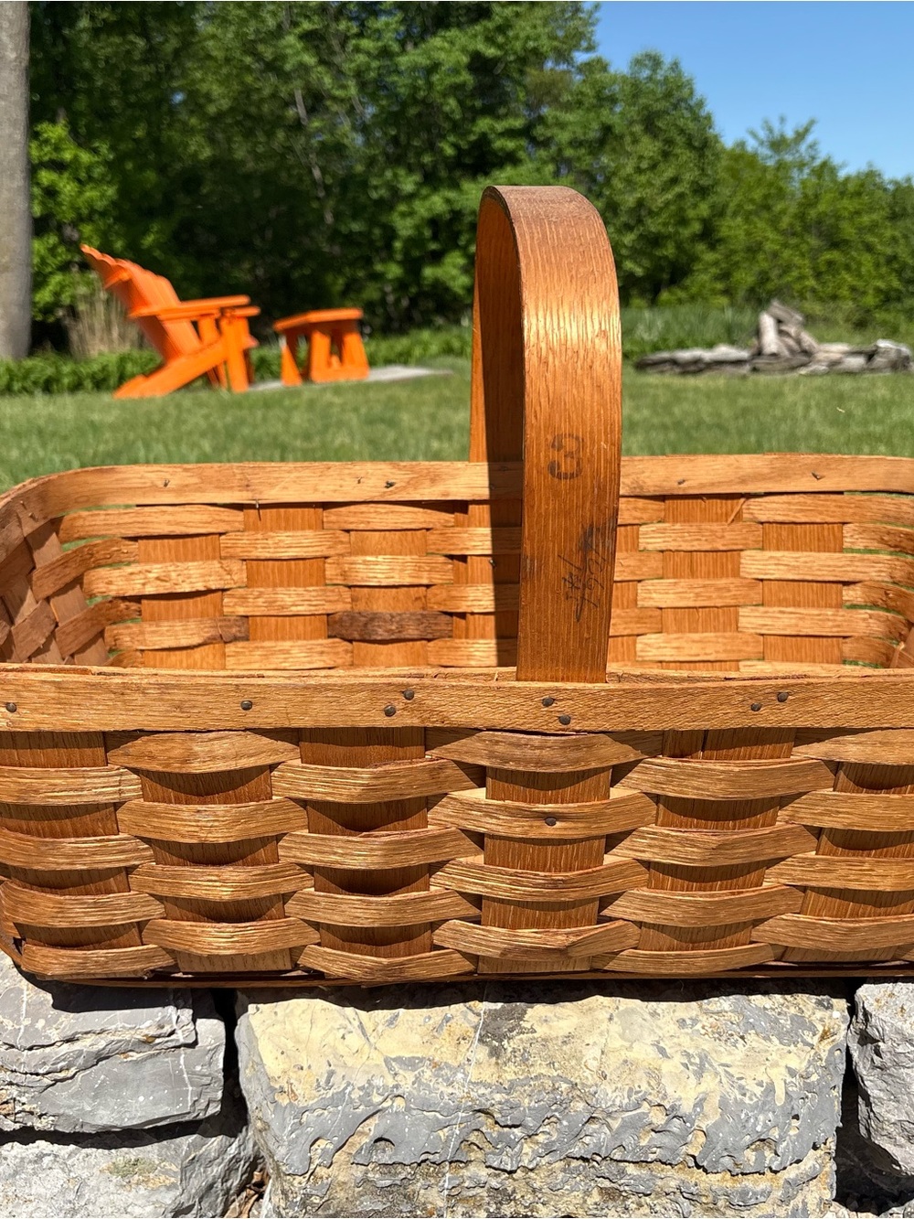 Classic Vintage Woven Wood Basket in Natural Brown